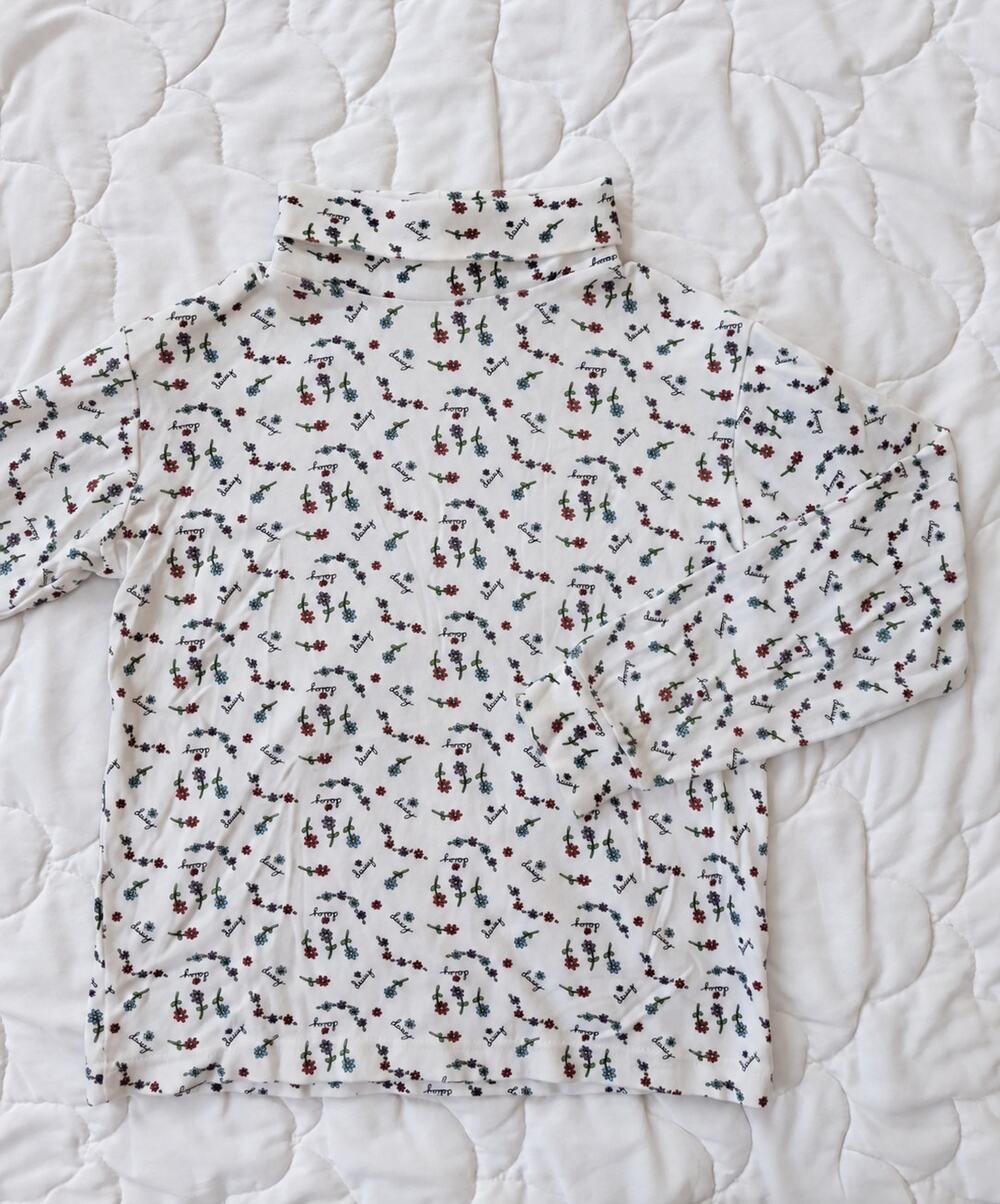 Vintage Honors Girls Daisy Floral Turtleneck Top Size 10/12